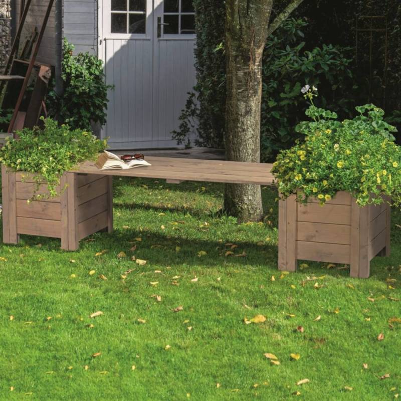 Gartenbank mit Pflanzkästen inkl. Wollvlies