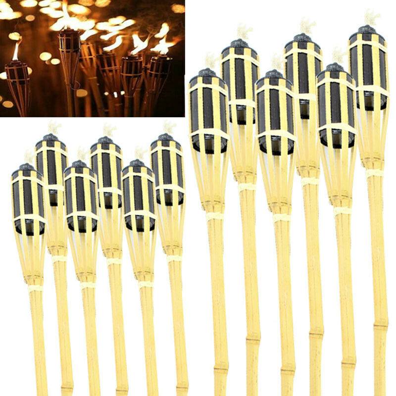 Gartenfackeln Bambus Holz Öllampe Beleuchtung Aussen Fackel Lampen Licht Feuer von KaminStore24
