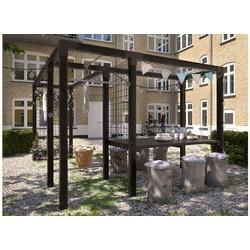 Gartenplatz Cubic aus Kiefern- / Fichtenholz in der Größe 369/306 x 108 x 208 cm mit Rankgitter, Fitnessstangen und Tisch in Schwarz