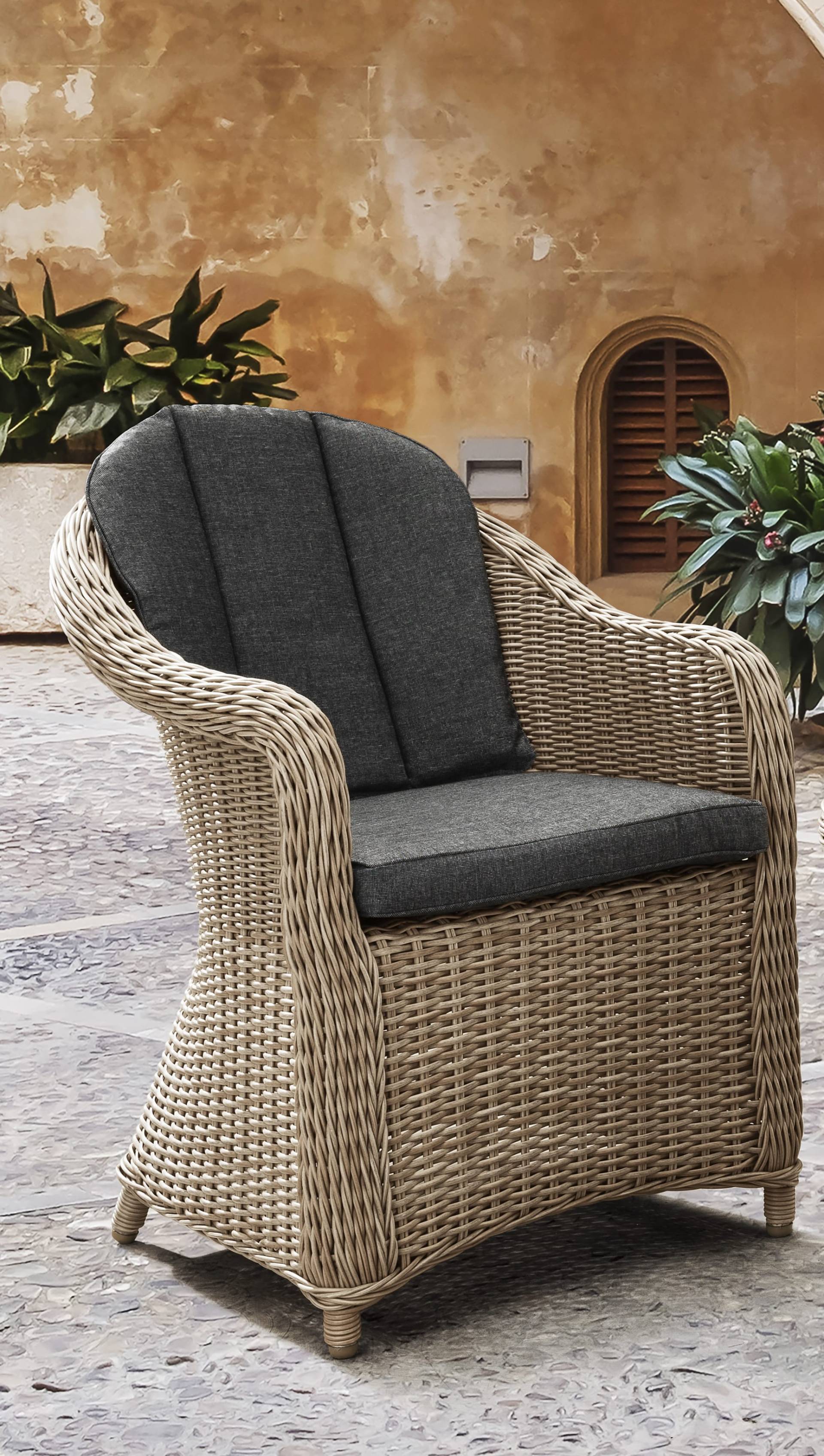 Gartensessel MALAGA (2er Set) Vintage Grau