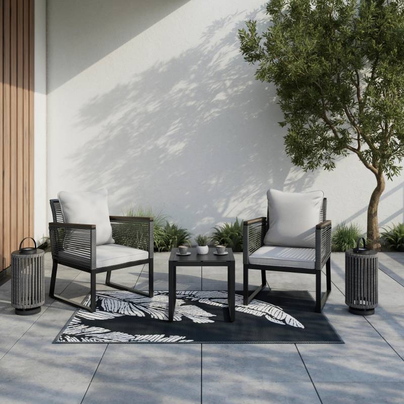 Gartensessel-Set 2-er Set Toni Grau Metall/Outdoorstoff