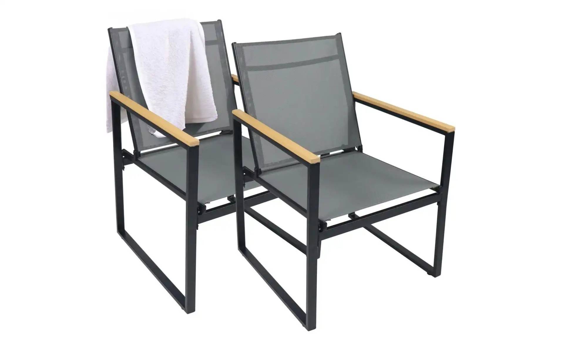 Gartenstuhl 2er-Set   ¦ grau ¦ Maße (cm): B: 54 H: 83