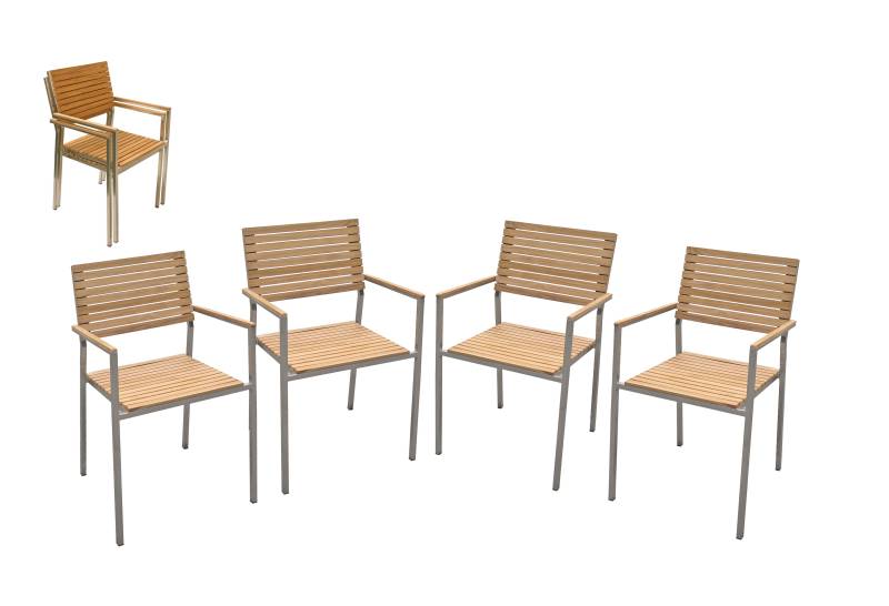 Gartenstuhl-Set Denver 4er-Set ca. 53x86 cm Teakholz