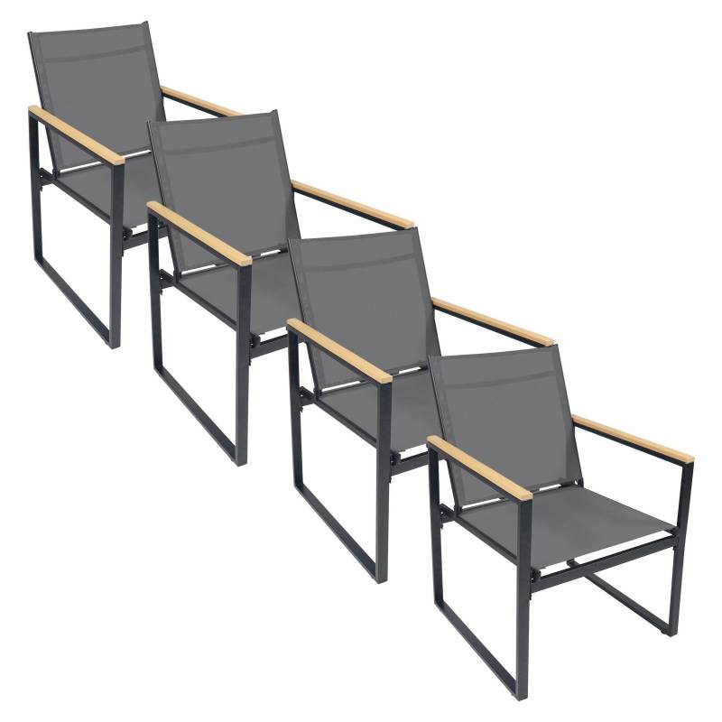 Gartenstuhl-Set Volasi 4er-Set ca. 54x83 cm Anthrazit
