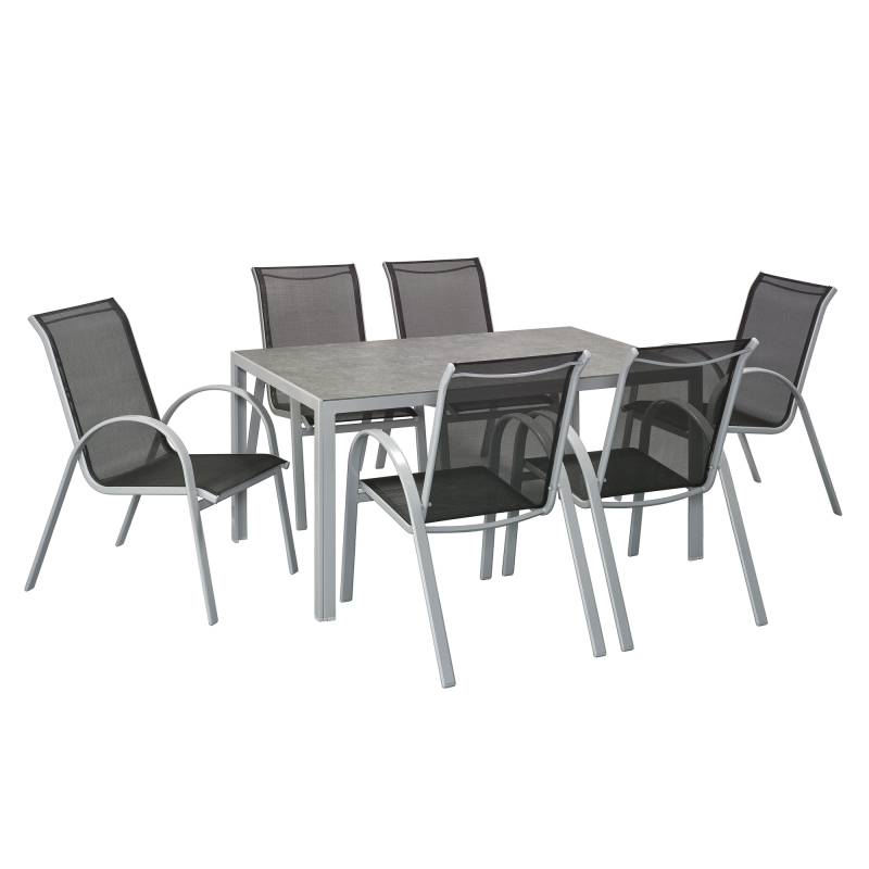 Gartentisch 'Meike 1' grau mit Sicherheitsglasplatte 150 x 90 x 72 cm