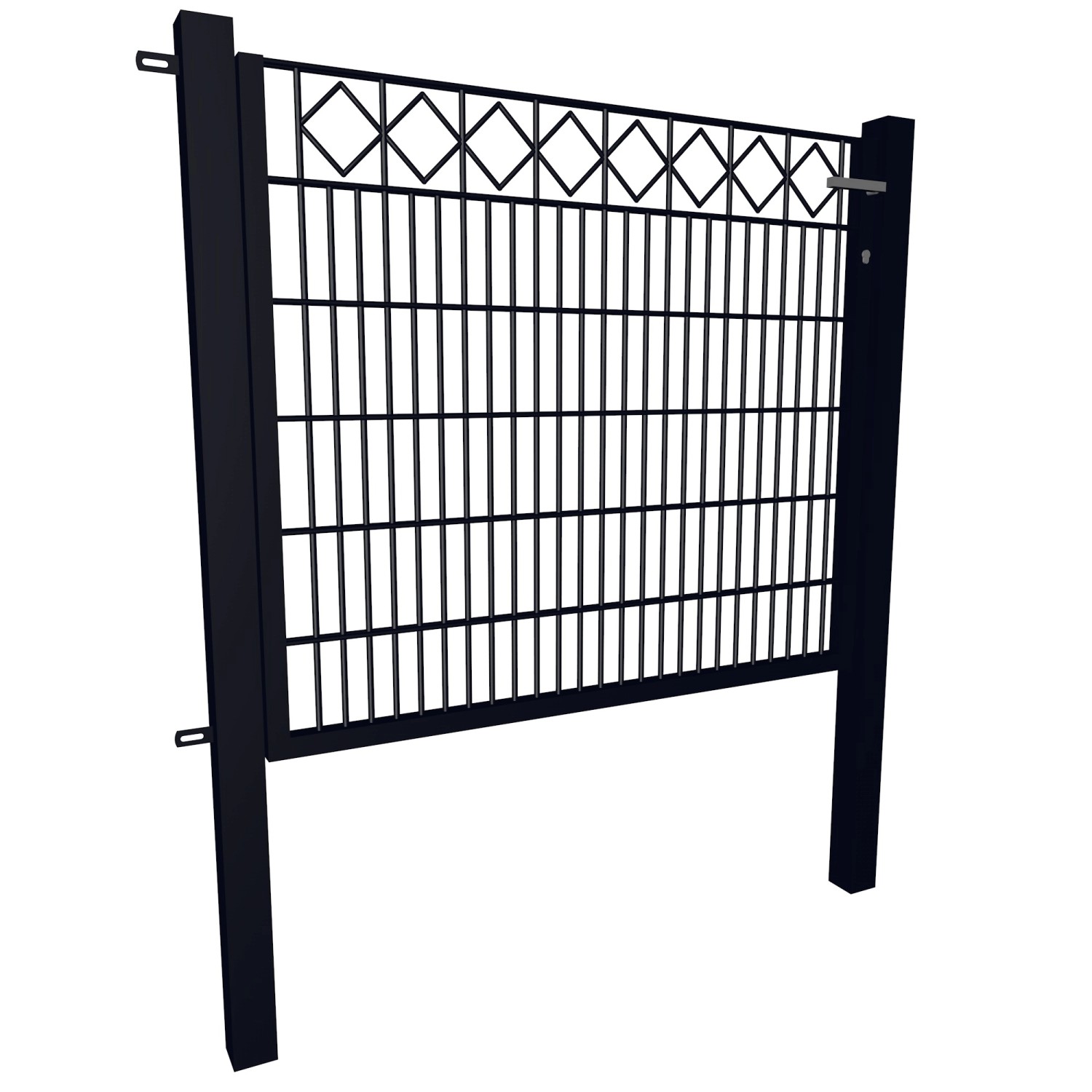 Gartentor Dekor 1-Flügelig Karo 100 cm x 120 cm Anthrazit
