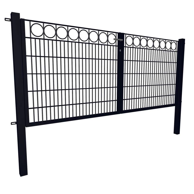 Gartentor Dekor 2-Flügelig Ring 100 cm x 300 cm Anthrazit