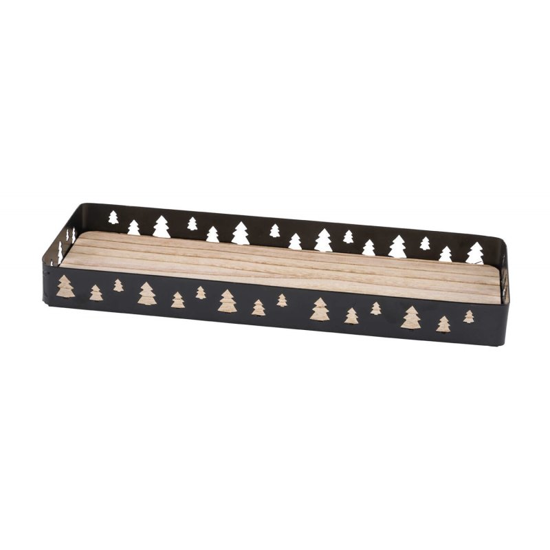 Gehlmann - Metalltablett - Tannenbaum - 41 cm - natur/schwarz