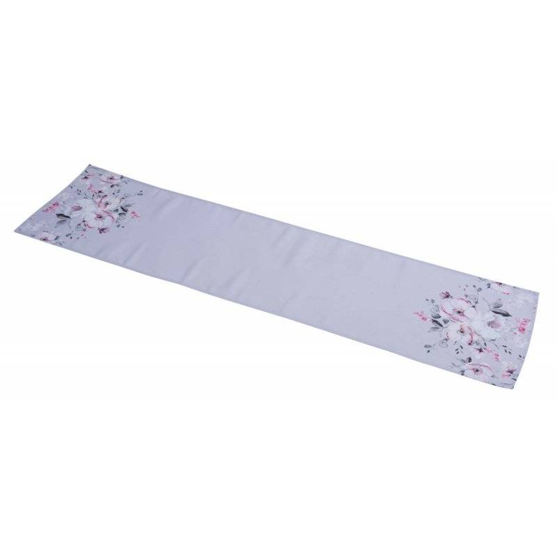 Gehlmann - Stofftischläufer Blumen - Grau/Rosa - 150 cm