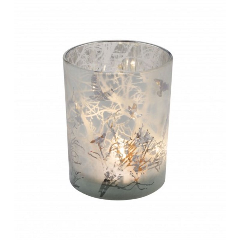 Gehlmann - Windlicht - Bäume mit Vögel - 10 cm - Silber