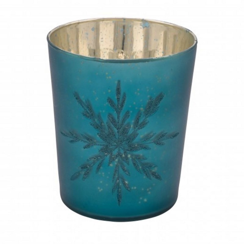 Gehlmann - Windlicht - Schneeflocke - 8 cm - Petrol