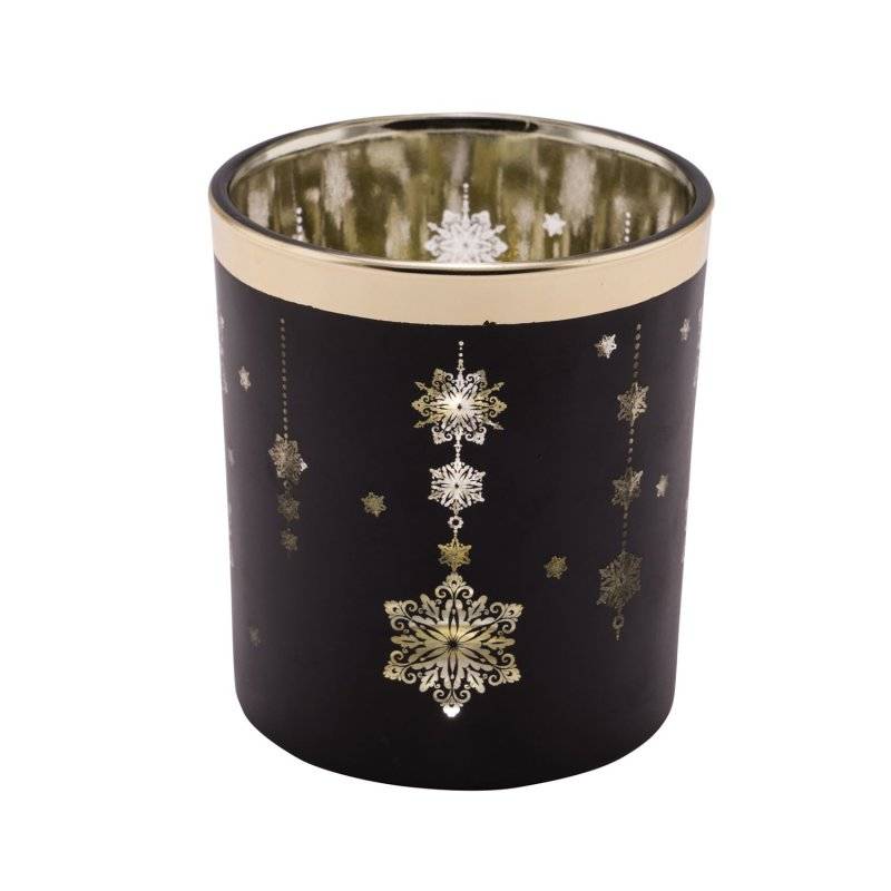 Gehlmann - Windlicht Sterne - Glas - 10 cm - Schwarz / Gold
