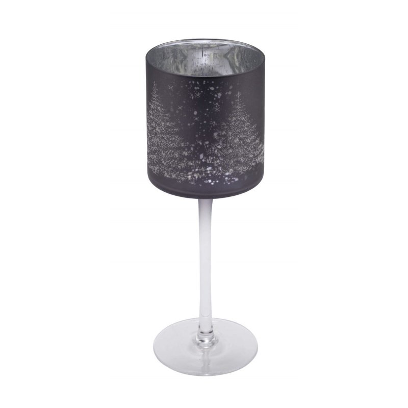 Gehlmann - Windlicht auf Fuß - Tannenbaum - Glas - 25 cm - anthrazit/silber Gehlmann - Windlicht auf Fuß - Tannenbaum - Glas - 25 cm - anthrazit/silber