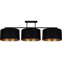 Gemütliche Deckenleuchte Stoff Schwarz Gold E27 100 cm von Belis