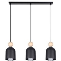 Gemütliche Hängeleuchte Schwarz Metall Holz E27 66 cm von Belis