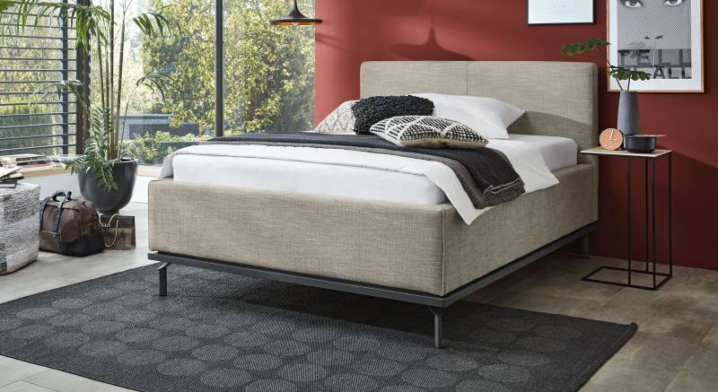 Gepolstertes MUSTERRING Bett Delphi 140x200 cm beige - Variante D