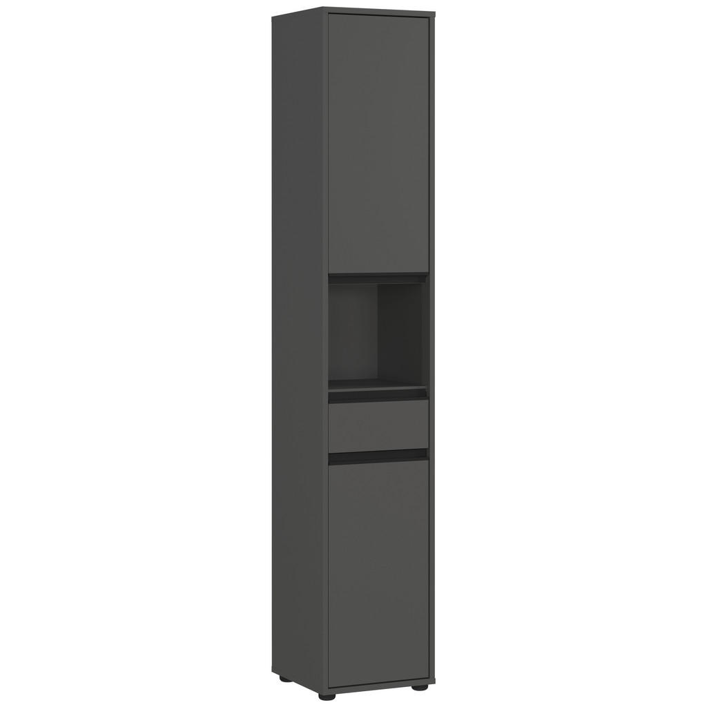 Germania Hochschrank, Graphit, Metall, 2 Fächer, 1 Schubladen, einzeln stellbar, 33x181x34 cm, stehend, Badezimmer, Badezimmerschränke, Hochschränke von Germania