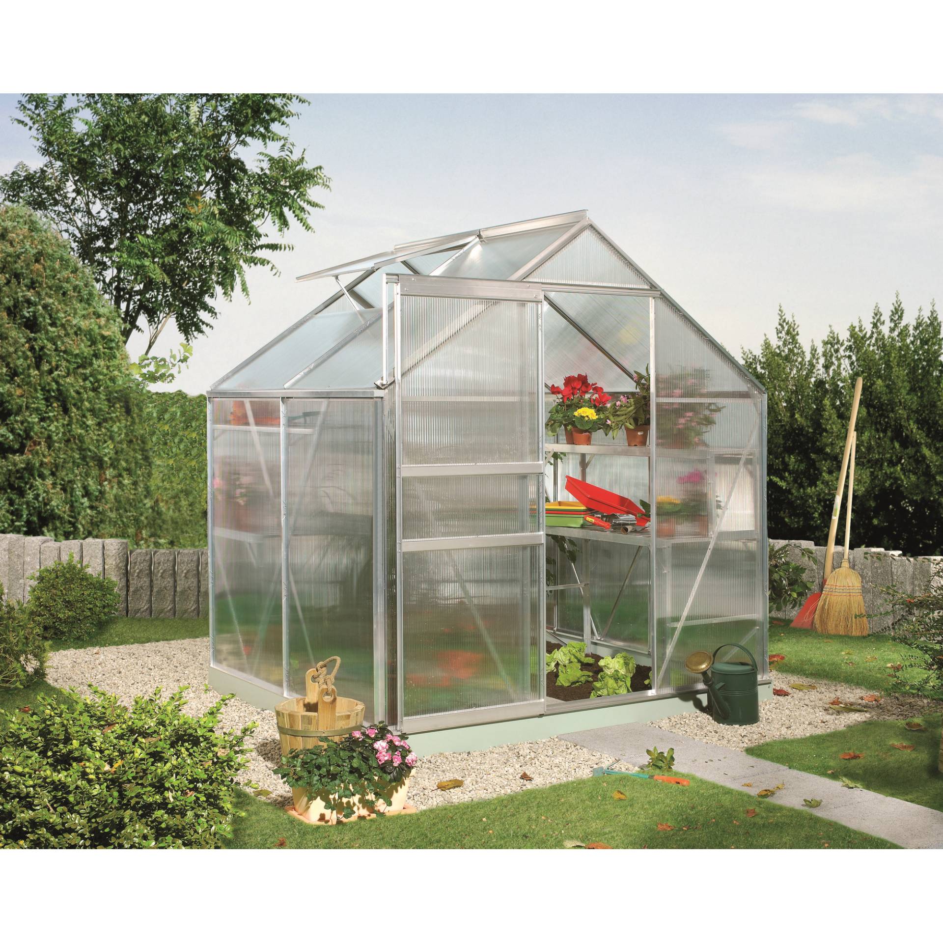 Vitavia Gewächshaus 'Calypso 3000' 195 x 158 cm mit 6 mm Hohlkammerplatten silbern Vitavia Gewächshaus 'Calypso 3000' 195 x 158 cm mit 6 mm Hohlkammerplatten silbern von Vitavia