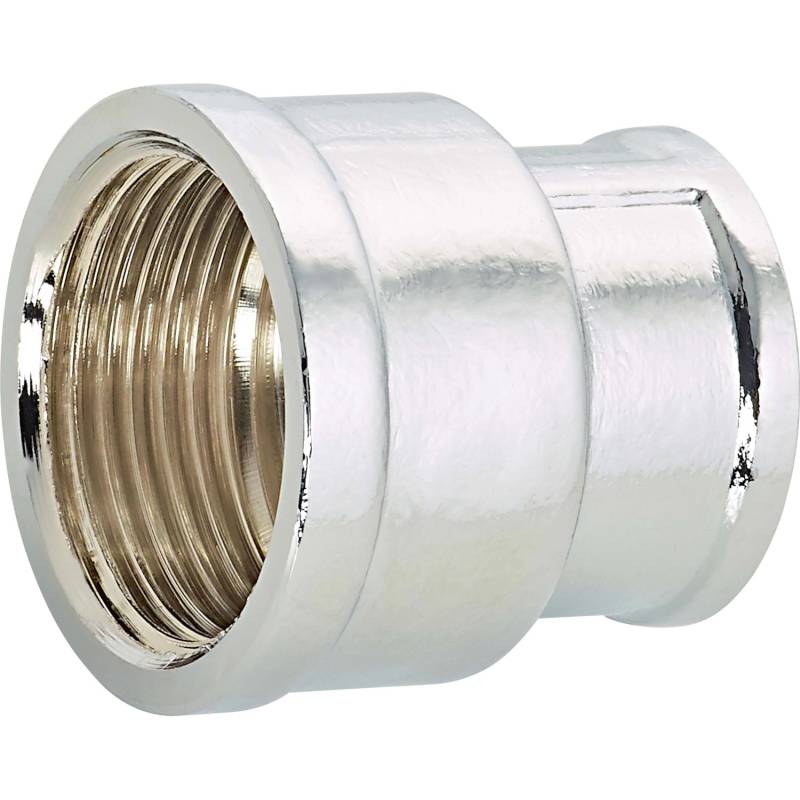 Gewinde-Reduziermuffe 18,6 mm (Rp 1/2) x 24,1 mm (Rp 3/4) Messing Verchromt