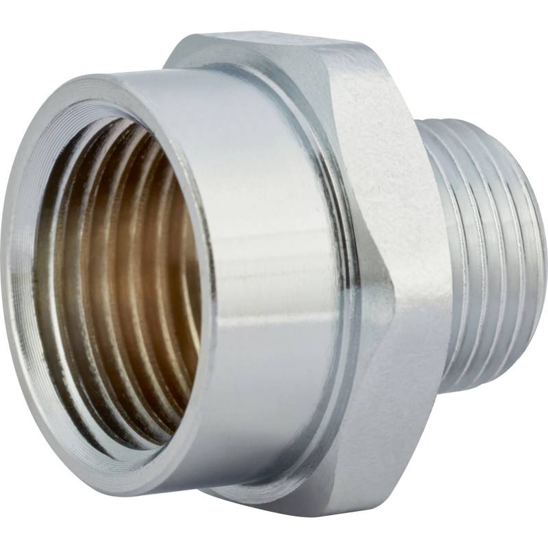 Gewinde-Reduziernippel 16,7 mm (R 3/8) x 18,6 mm (Rp 1/2) Messing Verchromt