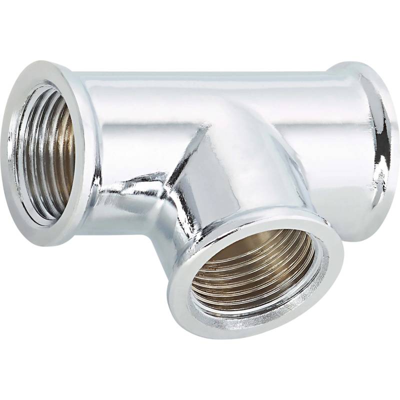 Gewinde-T-Stück 14,9 mm (Rp 3/8) Messing Verchromt
