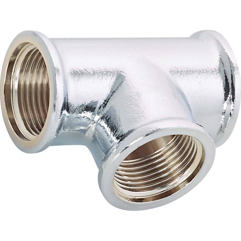 Gewinde-T-Stück 24,1 mm (Rp 3/4) Messing Verchromt