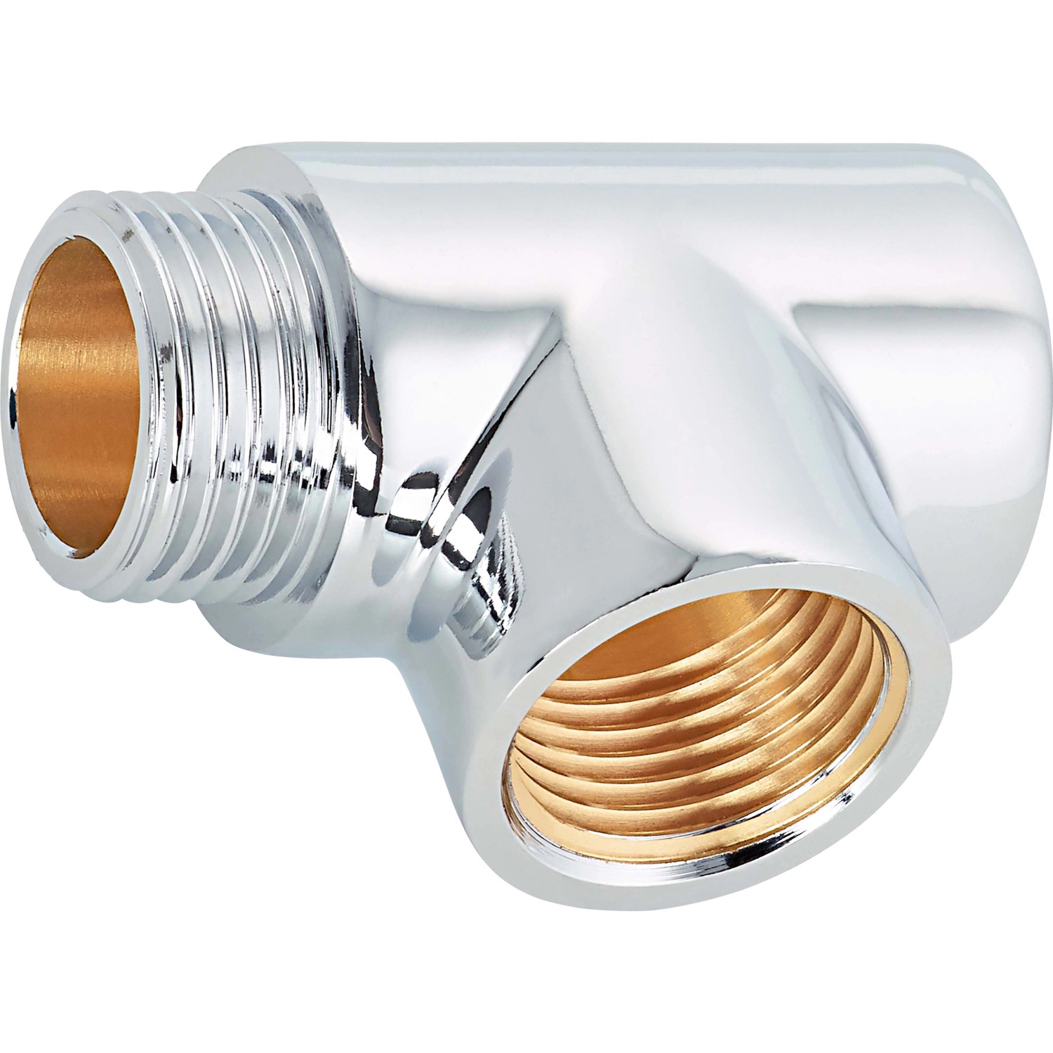 Gewinde-T-Stück Ø 21 mm x Ø 18,6 mm Messing Verchromt Gewinde-T-Stück Ø 21 mm x Ø 18,6 mm Messing Verchromt