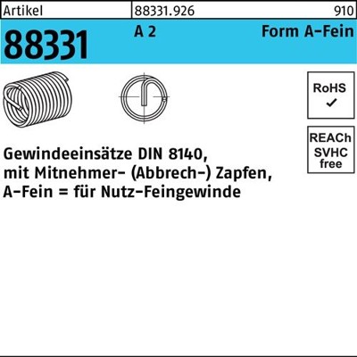 Gewindeeinsätze ART 88331 AMECOIL A 2 AM 10 x 1 x 15 A 2 S Gewindeeinsätze ART 88331 AMECOIL A 2 AM 10 x 1 x 15 A 2 S von Nobrand