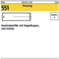 Gewindestift DIN 551 m.Kegelkuppe/Schlitz M 4 x 10 Messing