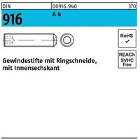 Gewindestift DIN 916 Ringschn./Innen-6-Kant M 16 x 16 A 4 Gewindestift DIN 916 Ringschn./Innen-6-Kant M 16 x 16 A 4