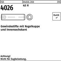 Gewindestift ISO 4026 Kegelkuppe/Innen-6-kant M 10 x 80 45 H