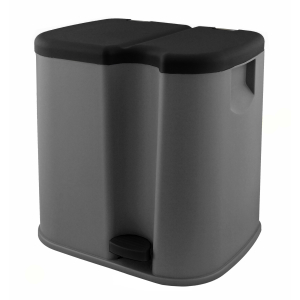 Gies ecoline Abfalleimer Twin, 7 und 12 Liter, Mülleimer Trennsystem mit zwei Inneneimern geeignet für eine gelungene Mülltrenn, Farbe: grau/schwarz