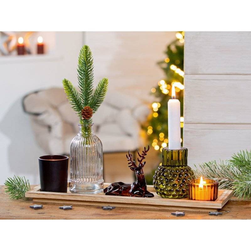 Gilde - Deko-Ensemble - 7tlg. - Hirsch - Kunststoff/Glas/MDF/Metall - anthrazit/braun/natur