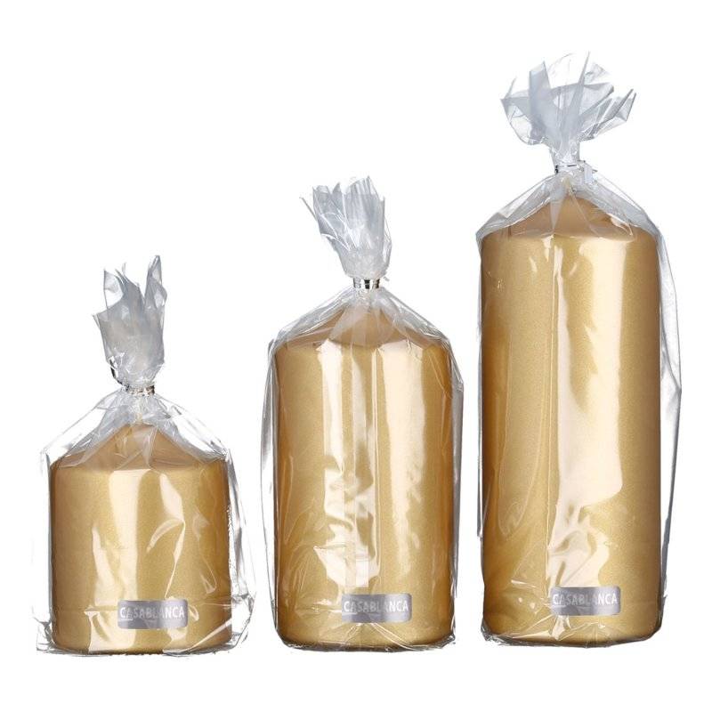 Gilde - Stumpenkerze - Metallic-Gold - 8 x 15 cm