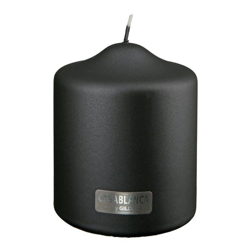 Gilde - Stumpenkerze - Schwarz - Metallic - 10 cm