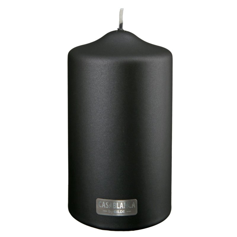 Gilde - Stumpenkerze - Schwarz - Metallic - 15 cm