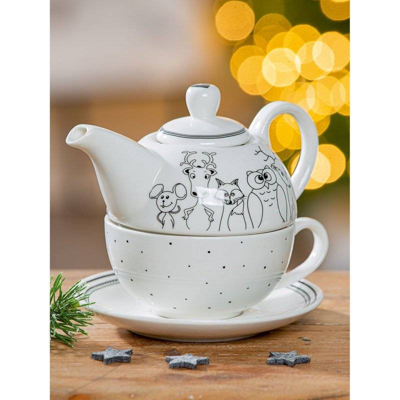 Gilde - Teekanne - 3-teiliges Set - Waldfreunde