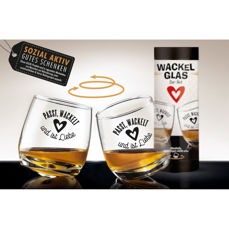 Gilde - Wackelglas - 2er Set - Passt, wackelt ... - 200 ml