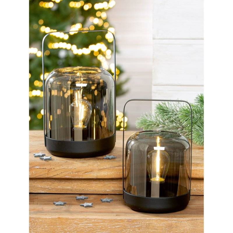 Gilde - Windlicht - Bright LED - Glas/Metall - groß