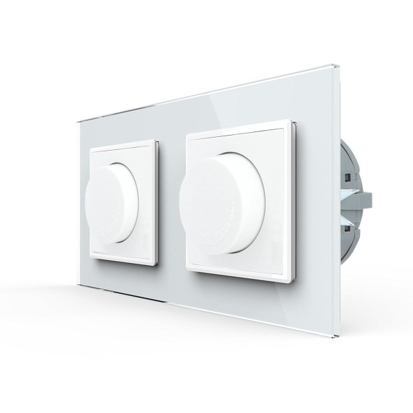 Glas 2 Dimmer VDE Unterputz Weiß LT1-C35DL LINA
