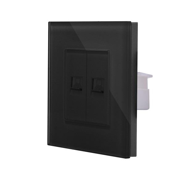 Glas 2 Netzwerk CAT6 Module Schwarz LXBG1-LX-2Netzwerk-12  LUXUS-TIME
