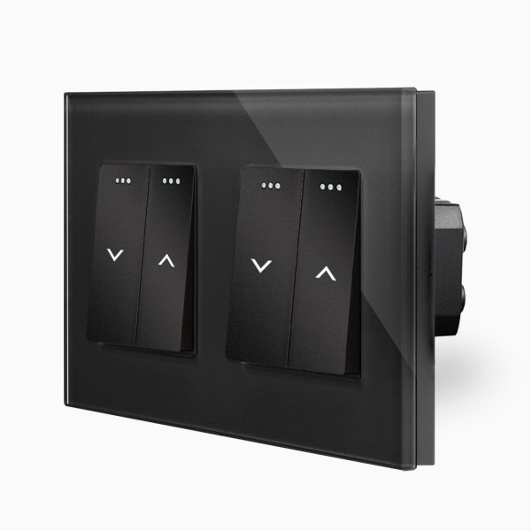 Glas 2 Rollladentaster Wippe Schwarz LXBG2-LX-102W-2-12 LUXUS-TIME