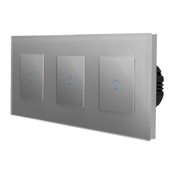 Glas 3 1-fache Lichtschalter Touch Grau LXBG2/3xP-701-15 POINT