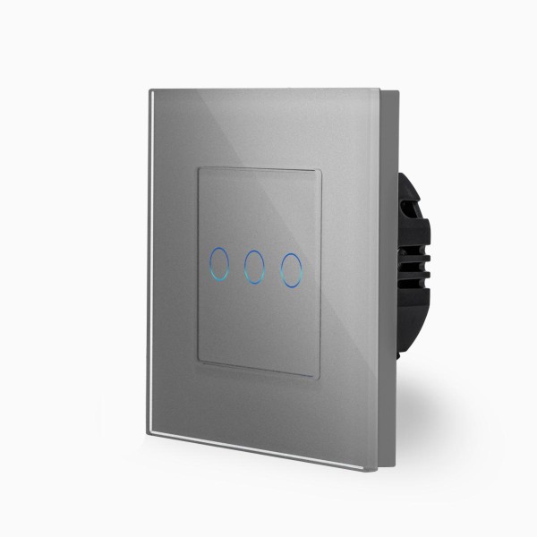 Glas 3-facher Lichtschalter Touch Grau LXBG1/P-703-15 POINT