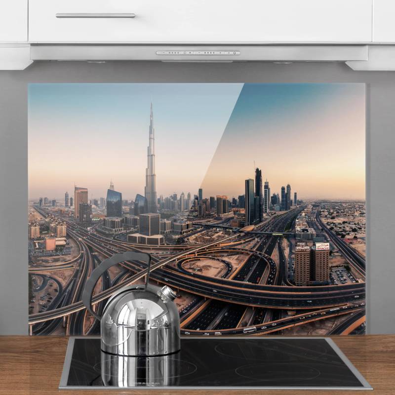 Glas Spritzschutz Abendstimmung in Dubai