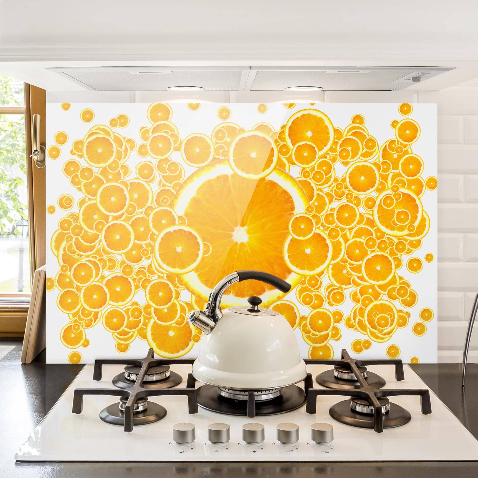 Glas Spritzschutz - Querformat 3:2 Retro Orange Pattern