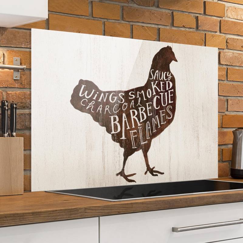 Glas Spritzschutz - Querformat 3:2 Bauernhof BBQ - Huhn
