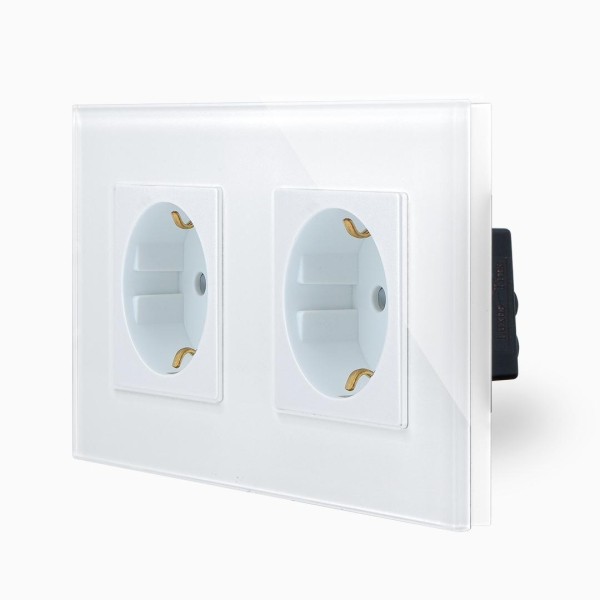 Glas 2-fache Steckdose Weiß LXBG2/71-11 LUXUS-TIME