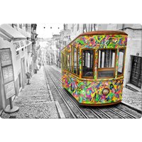 Wall-Art Glasbild "Tram in Lissabon", Menschen von Wall-Art