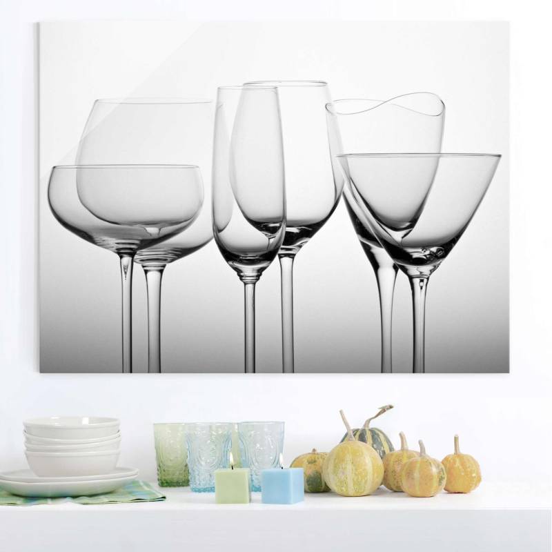 Glasbild Edle Gläser Schwarz-Weiß